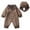Coffee, variant on Baby Boys Girls Ski Set Furry Fleece Lined Snowsuit Winter One-Piece Jacket One Piece Windproof Waterproof Double Zipper Fleece Ski Suit Outdoor Jumpsuit Romper w/Hat