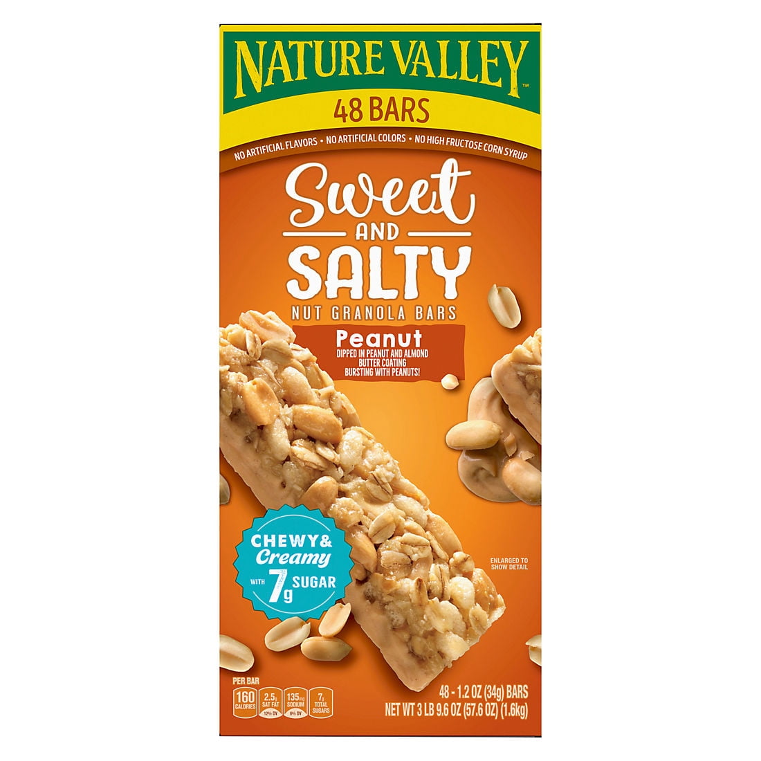 Nature Valley Sweet 'N Salty Granola Bar, Peanut, 1.2 oz, 48-count