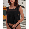 thumbnail image 5 of Women Lace Vest Tanks Y2K Sleeveless Split Side Tie Tank Top Sheer Ruffle Shirt Summer Going Out Crop Tops Black L, 5 of 7