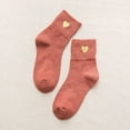 thumbnail image 2 of Daznico Socks for Women - Women Solid Gold Love Short Socks Embroidered Cotton Socks Mid Calf Socks, 2 of 3