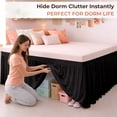 thumbnail image 3 of SGI Bedding Dorm Bed Skirt Twin-XL 32 Inch Drop – No Lift Easy Install Wrap Around, Extra Long Elastic Dust Ruffle, Wrinkle & Fade Resistant Microfiber, College Dorm Bedskirt Black, 3 of 8