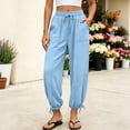 thumbnail image 2 of Npasoilc Elastic Waist Jogger Pants for Women Solid Color Pocket Sports Casual Trousers, 2 of 8