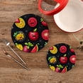 thumbnail image 2 of Fruit Themed Pattern Design Cotton Braided Potholders, 2 Pack Heat-Resistant Pads 7.09'' and 9.45'', 2 of 7