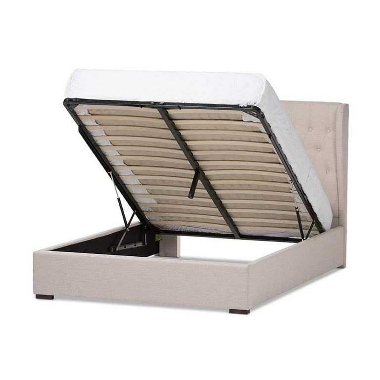 Baxton Studio Taylor Modern and Contemporary Light Beige Fabric Queen Size Gas-Lift Platform Bed Baxton Studio Taylor Modern and Contemporary Light Beige Fabric Queen Size Gas-Lift Platform Bed