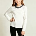 thumbnail image 1 of Acaics Girls' Long-Sleeve Layering T-Shirt: Solid-Color Crew-Neck Sequin-Accent Brushed-Fleece Long-Sleeve Top, Ages 1–15, 1 of 5