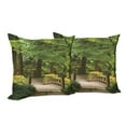 thumbnail image 6 of Ambesonne Forest Throw Pillow Cover 2 Pack, Wooden Bridge over Pond, 18", Green Brown, 6 of 6