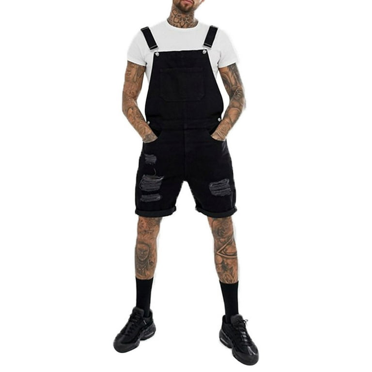 Men s Denim Bib Overalls Slim Fit Jeans Overall Jumpsuit