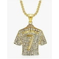 thumbnail image 2 of Uinagy Pendentif Numéro 7 en Jersey Doré Collier en Strass, 2 of 7