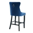 thumbnail image 6 of Velvet Bar Stools Set of 2, Upholstered Counter Height Bar Chair with Rivet and Button Trim, Bar Stool with Back and Footrest, for Dining Room, Kitchen, Pub, Blue, 6 of 7