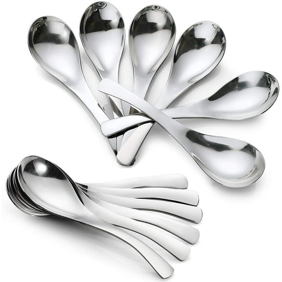 12-Piece Thick Heavy-Weight Soup Spoons, Stainless Steel Soup Spoons