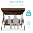 thumbnail image 4 of Best Choice Products 2-Seater Outdoor Adjustable Canopy Swing Glider Patio Bench w/ Textilene, Steel Frame - Brown, 4 of 6