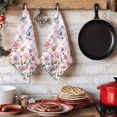thumbnail image 6 of Pink Flowers Kitchen Towels Set of 2, Spring Floral Butterfly Leaves Plants Rustic Plaid Absorbent Dish Towels for Kitchen, Microfiber Hand Towel, Quick Drying Tea Towel for Cleaning Dishcloths, 6 of 7