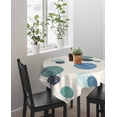 thumbnail image 4 of Abstract Geometric Suqare Tablecloth - 54 x 54 Inch, Farmhouse Vintage Polka Dot Teal Blue Waterproof & StainResistant Tablecloth, Washable Oil-proof Table Cover for Dining/Party/Wedding/Buffet, 4 of 9