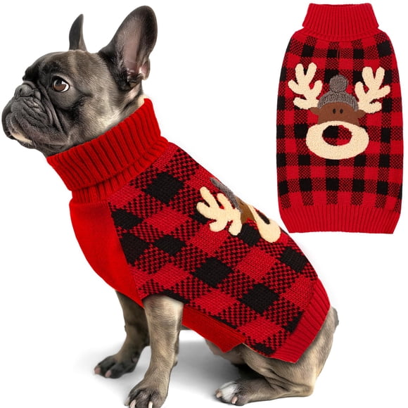 Jersey para perros pequeños KYEESE con estampado navideño de renos, color rojo