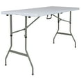 thumbnail image 3 of Emma + Oliver 5-Foot Height Adjustable Bi-Fold Granite White Plastic Folding Table with Handle, 3 of 6