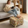 thumbnail image 3 of Xoenoiee Paisley Flower Print Stretch Square Ottoman Cover Breathable Folding Storage Stool Furniture Protector Soft Square Slipcover with Elastic Bottom, L, 3 of 7