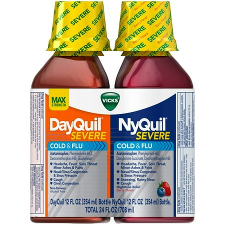 Vicks DayQuil Severe Cold & Flu and NyQuil Severe Cold & Flu Nighttime Relief Liquid Twin Pack