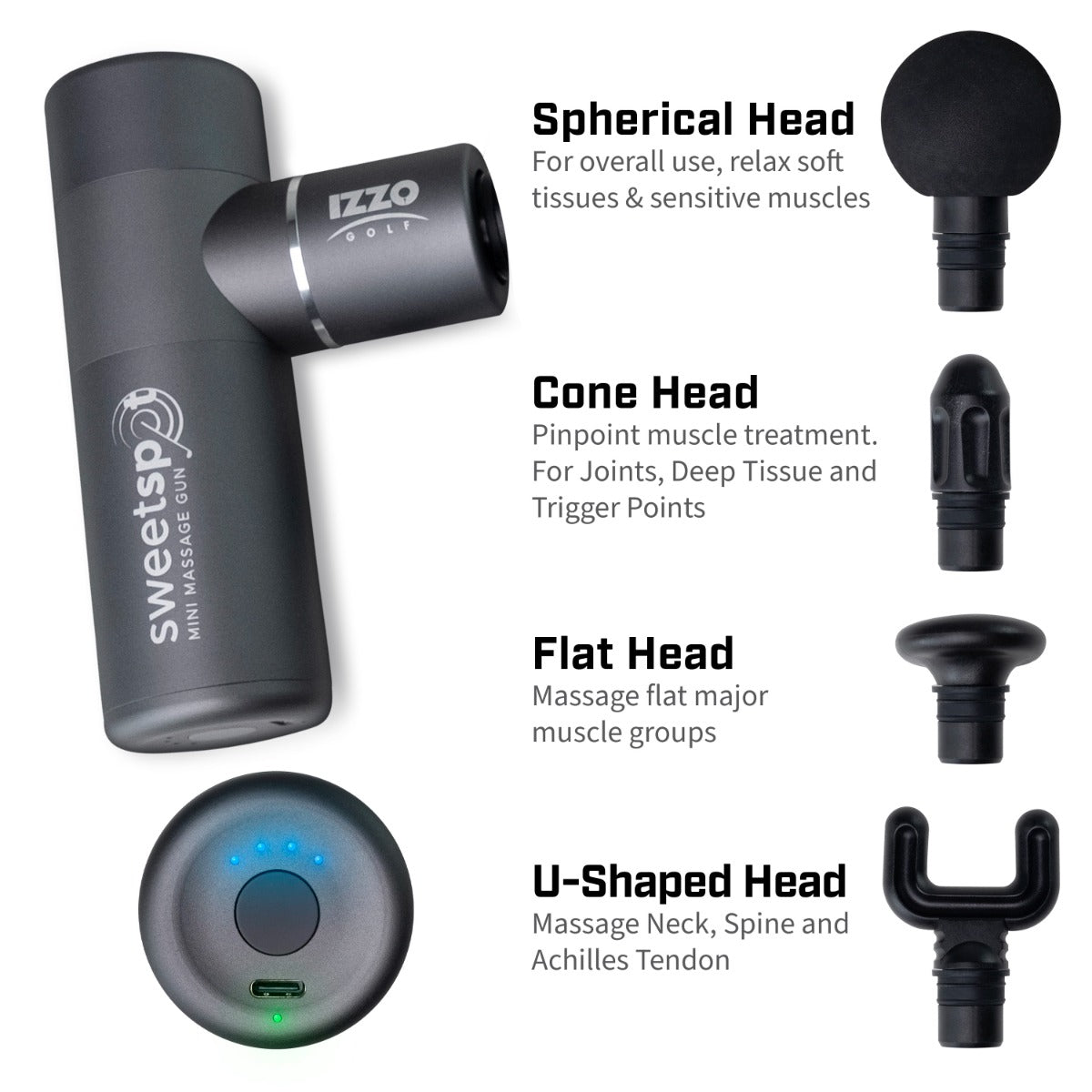 IZZO Golf Sweet Spot Massage Gun, Black