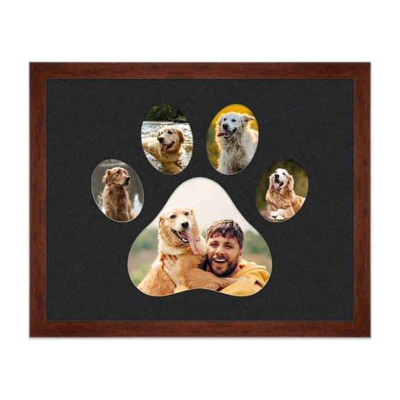 8x10 Frame - Paw Print Acid-Free Black Photo Mat - Pet Memorial Gifts - Paw Print Picture Frame for