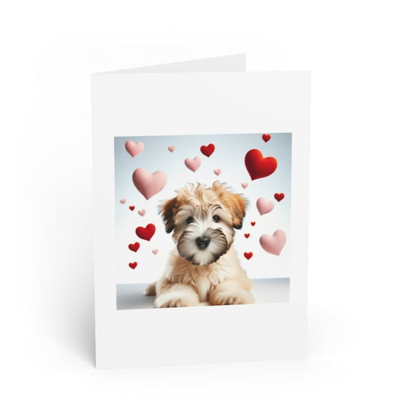 DistinctInk Greeting Card / Note Card - Valentine's Day Soft Coated Wheaten Terrier Puppy - PACK of 10