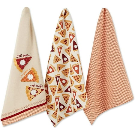 

Pumpkin Spice Fall Kitchen Towels Collection Durable Cotton Cloth Decorative and Absorbent Dish Towel Set 18x28 Pie Slice 3 Piece