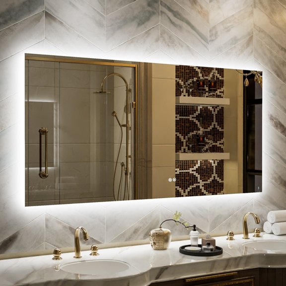 LED Bathroom Mirror - 60"x30"| Navi Backlit Anti-Fog Wall Mounted