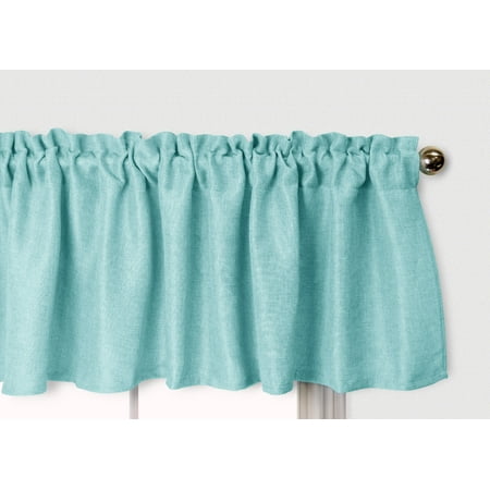 Abc Baby Valance - Aiking Home Pure 100% Faux Linen Window Valance - Size 56 inch x 16 inch, Aqua