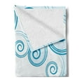 thumbnail image 2 of Teal and White Soft Flannel Fleece Throw Blanket, Ocean Waves Inspired Design with Abstract Blue Swirls Water Sea Spirals, Cozy Plush for Indoor and Outdoor Use, 50" x 60", Blue White, by Ambesonne, 2 of 5