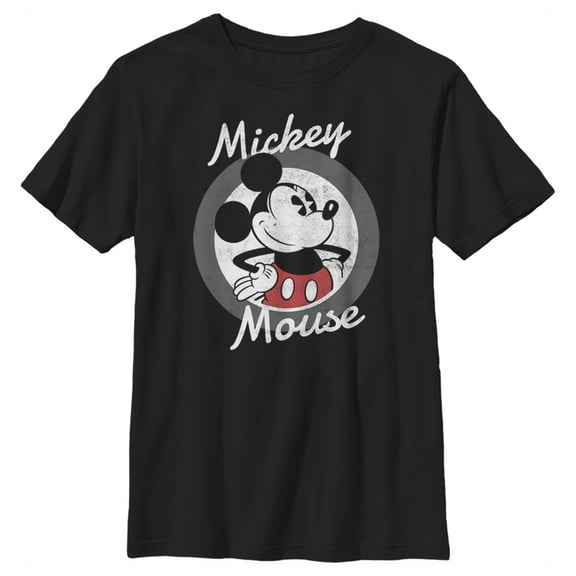 Boy's Mickey & Friends Mickey Mouse Classic Circle  Graphic Tee Black X Large