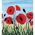 thumbnail image 3 of Poppy Flower Duvet Cover Set, Digitally Generated Floral Graphic with Grass and Fileds, Decorative 3 Piece Bedding Set with 2 Pillow Shams, Calking Size, Vermilion Charcoal Grey, by Ambesonne, 3 of 3