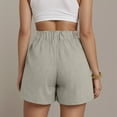 thumbnail image 4 of vigerkar Women's Summer Casual Linen Bermuda Shorts Baggy Comfy Lightweight Buttons Straight Leg Shorts with Pockets Beige, M, 4 of 6