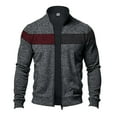 thumbnail image 4 of Timoontee Men's Jacket Coat Long Sleeve Stand Collar Jacket Color Block Pocket Zip Up Jacket Outdoor Casual Jacket Fall Fashion Clothes Dark Gray M, 4 of 8