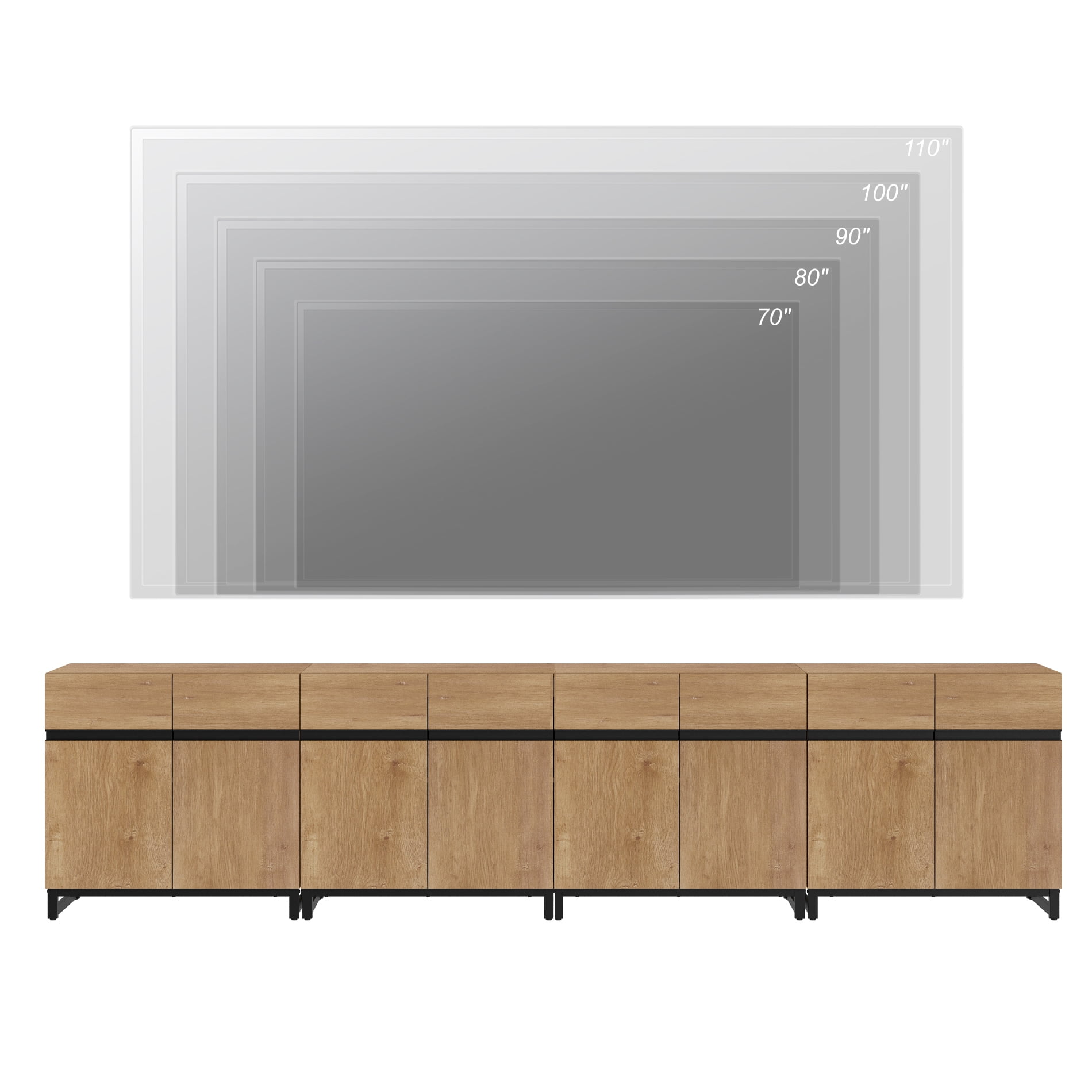 WAMPAT 126" TV Stand with Doors,Modern TV Stand for TVs up to 120 Inch,4 Packs Wood Entertainment Center with Adjustable Shelves & Metal Base.