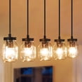 thumbnail image 2 of LaLuz Modern Rustic Mason Jar Glass Kitchen Island Pendant Lights Farmhouse 5-light Bar Chandelier - L29" * W4.72" * H69", 2 of 5
