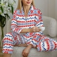 thumbnail image 6 of Lsque red blue Snow Mountain Pattern Long Sleeve Pajama Set for Women - Soft 2-Piece Sleepwear and Loungewear Set with Pockets, Comfy Nightwear-Small, 6 of 7