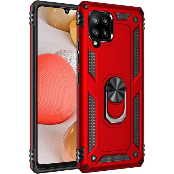 Samsung A42 5G Case,Galaxy A42 5G Case, Military Grade 360 Degree Rotating Metal Ring Holder Kickstand Protective Phone Cover Case for Samsung Galaxy A42 5G, Red