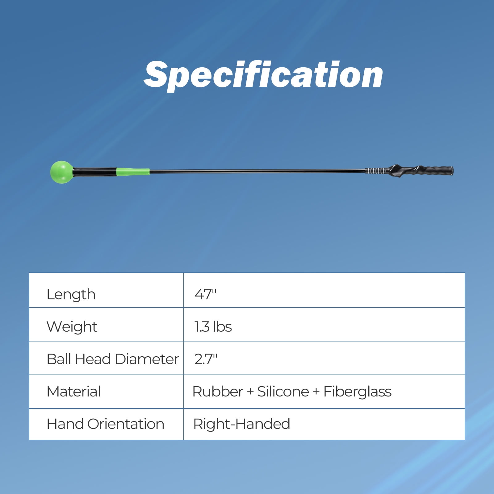 Gymax Golf Swing Trainer Aid 47'' Warm-up Practice Stick w/Weighted Head for Grip Green