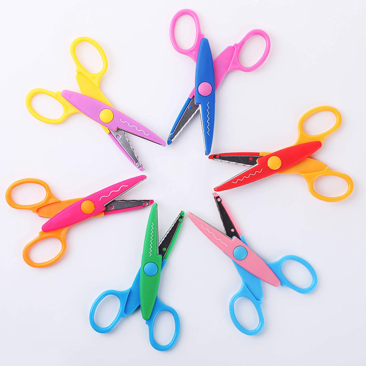 NOGIS Craft Scissors Decorative Edge, ABS Resin Scrapbook Scissors with 6  Pattern, Safe for Kids, Smoothly Cutting, Set of 6, Funny&Colorful 