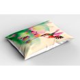 thumbnail image 2 of Ambesonne Nature Pillow Sham 2 Pack, Colibri and Flowers, 30"x20", Green Fuchsia, 2 of 3