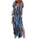 thumbnail image 2 of Vestido largo informal con bolsillo suelto para mujer, manga corta, cuello en V dividido, estampado, maxivestidos de playa Pompotops ghjkhdj11224, 2 of 6