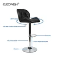 thumbnail image 6 of Elecwish Urban Hipster Bar Stool with 360-Degree Swivel & Adjustable Height, Black, Set of 2, 6 of 9