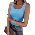 thumbnail image 2 of Taqqpue Débardeurs Côtelés pour Femmes Col Rond Sans Manches Décontractés Été Tendance Ajusté Mode Basique T-Shirts pour Sortir, 2 of 8