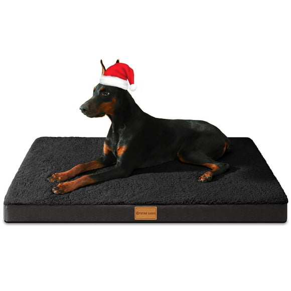 Patas Lague Orthopedic XL Dog Bed Large Sized Dog 107x71cm, Soft Waterproof Egg Crate Foam Large Pet Crate Beds Mat with Removable Washable Cover and Non-Slip Bottom, Black