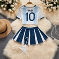 thumbnail image 3 of Traje de 2 piezas de fútbol y baloncesto para bebé, uniforme de animadora, Top corto, falda de Color, ropa deportiva, conjunto corto para mujer, 3 of 4