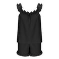 thumbnail image 6 of felwors Ruffle Pajamas for Women Y2k Soft Tank Top And Shorts Sleepwear Set Bridal Pajama for Women 2 Piece Sleep Set Black, S, 6 of 8
