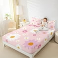 thumbnail image 5 of Feelyou Kawaii Daisy Flower Twin Sheet Sets for Kids, Cute Daisy Print Twin Fitted Sheet, Cartoon Floral Theme Flat Sheet, Breathable Home Decor, 3 Pieces, 5 of 8
