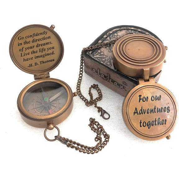 Gift for Boyfriend from Girlfriend - Engraved Compass for Our Adventures Together Wedding for Him, Gift for Husband, Fiancé Birthday Brother Sister Gifts (for Our Adventures Together)