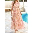 thumbnail image 4 of PRETTYGARDEN Tulle Floral Dress Women Summer Wedding Guest Spring Short Sleeve Maxi Smocked Flowy Beach Party Dresses, 4 of 9