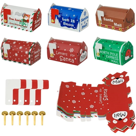 50pcs Christmas Mailbox Shape Candy Box, Xmas Gift Box Cookie Snack Packing Box, Baking Sweets Box for Navidad Noel Home Decor