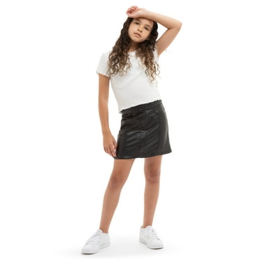 Jordache Girls Pleather Button Front Skirt, Sizes 4-18